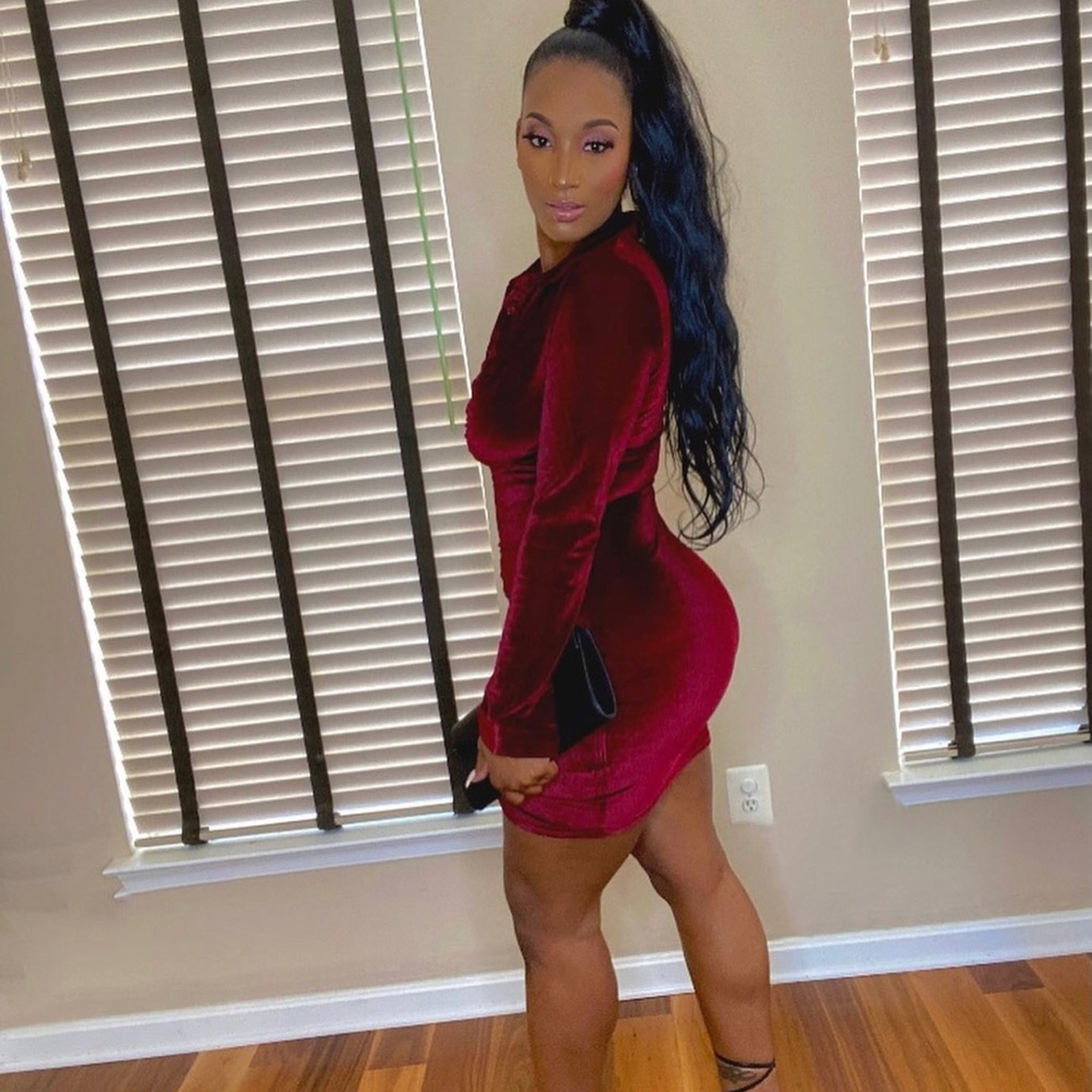BURGUNDY VELVET CORDUROY SHIRT MINI DRESS - Picture 4 of 4